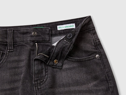 Benetton Black Boys Straight Fit Denim Bermudas SKU: 4PORC903I_700 Image 03