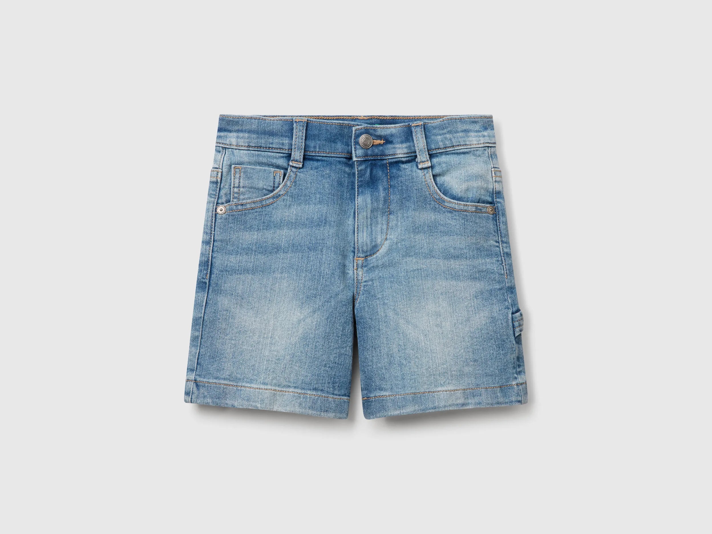 Benetton Light Blue Boys Denim Bermudas SKU: 4PORG902I_912 Image 01