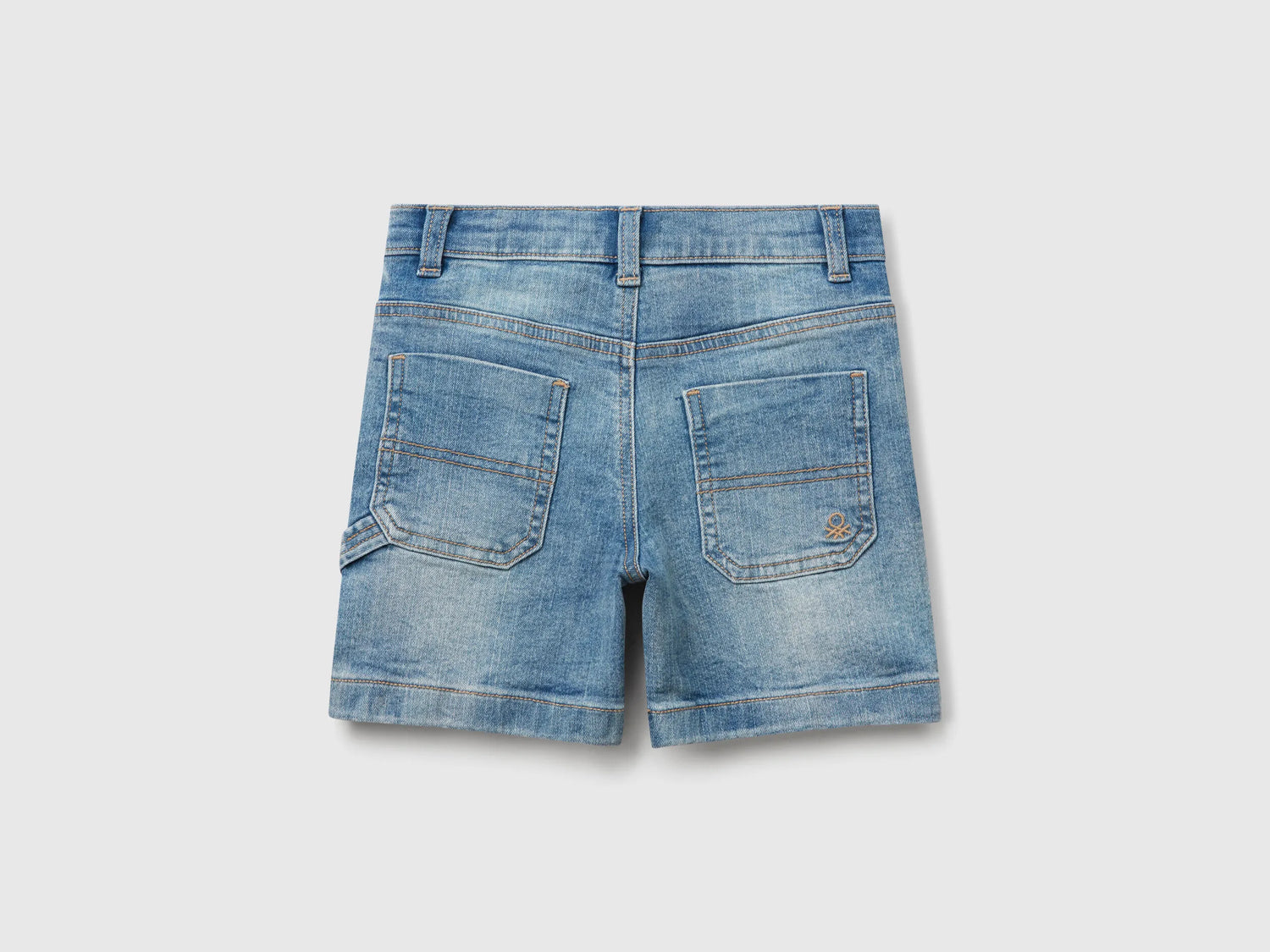 Benetton Light Blue Boys Denim Bermudas SKU: 4PORG902I_912 Image 02