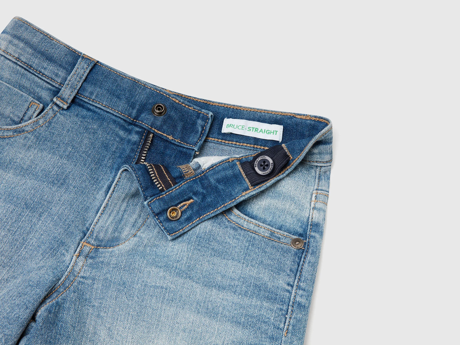 Benetton Light Blue Boys Denim Bermudas SKU: 4PORG902I_912 Image 03