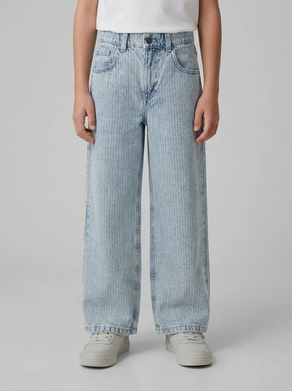 Benetton Sky Blue Boys Loose-Fit Striped Jeans SKU: 4PY3CE04N_901 Image 00