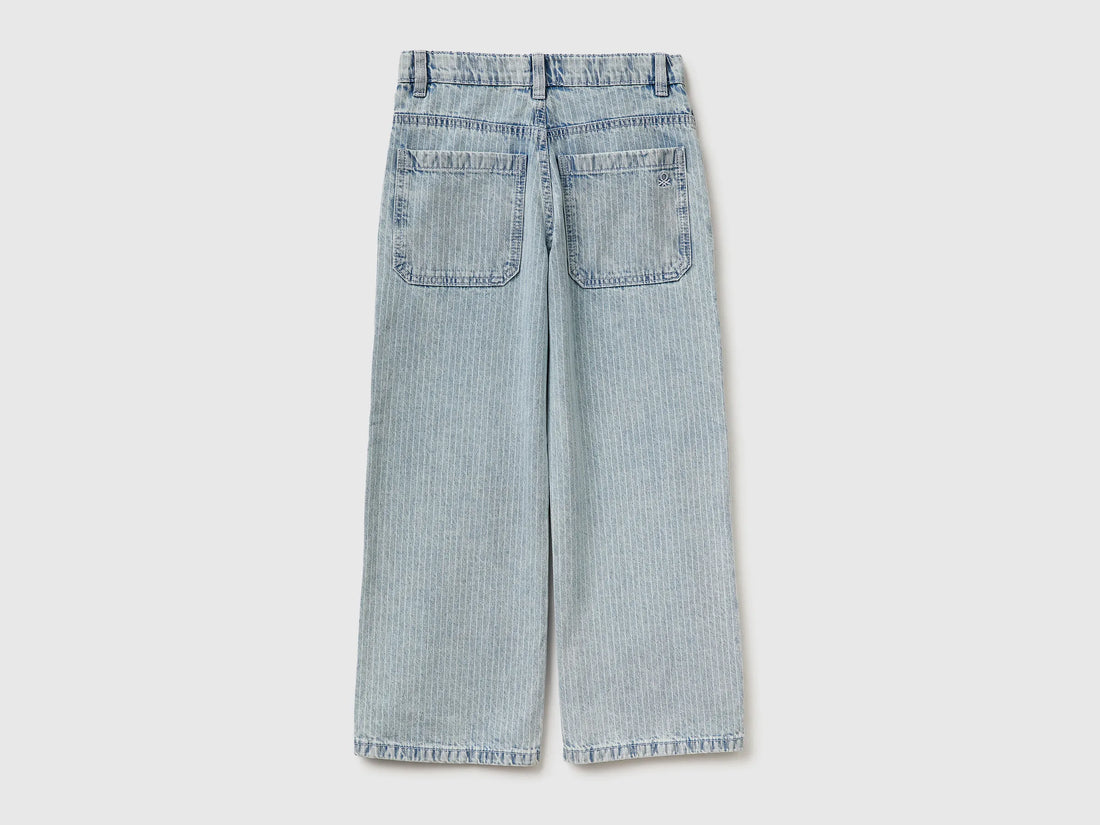 Benetton Sky Blue Boys Loose-Fit Striped Jeans SKU: 4PY3CE04N_901 Image 02