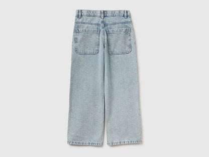 Benetton Sky Blue Boys Loose-Fit Striped Jeans SKU: 4PY3CE04N_901 Image 02