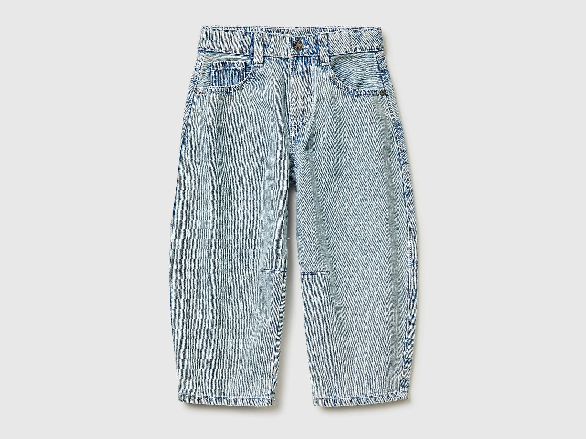 Benetton Sky Blue Boys Striped Balloon Fit Jeans SKU: 4PY3GE02Y_901 Image 01