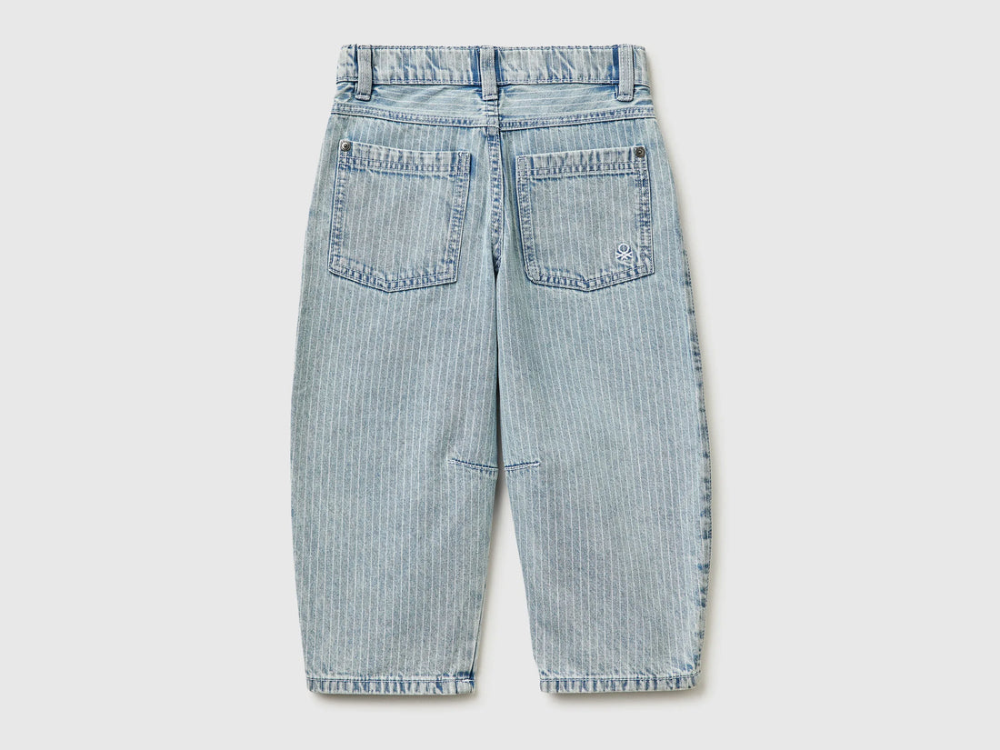 Benetton Sky Blue Boys Striped Balloon Fit Jeans SKU: 4PY3GE02Y_901 Image 02