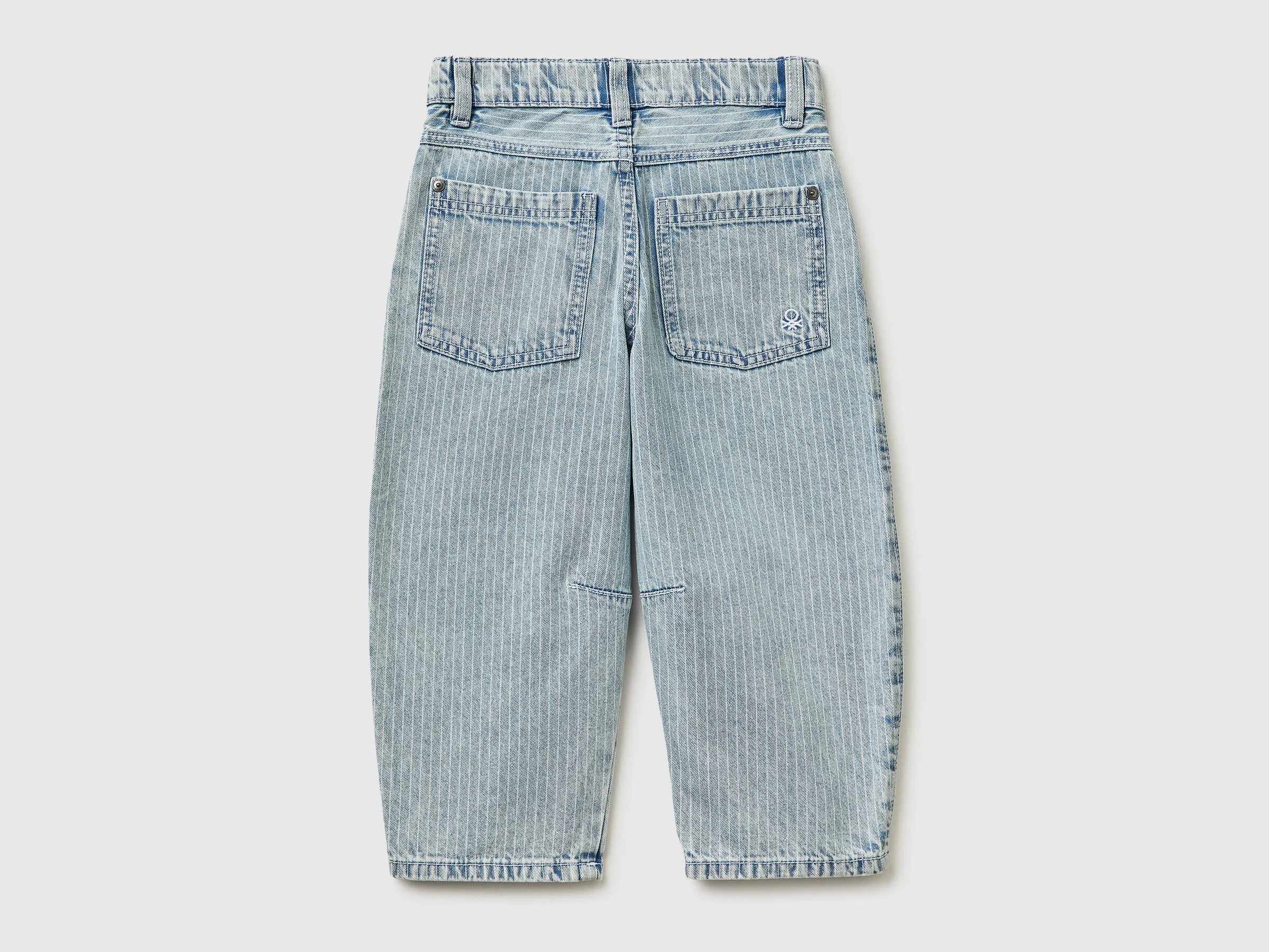 Benetton Sky Blue Boys Striped Balloon Fit Jeans SKU: 4PY3GE02Y_901 Image 02