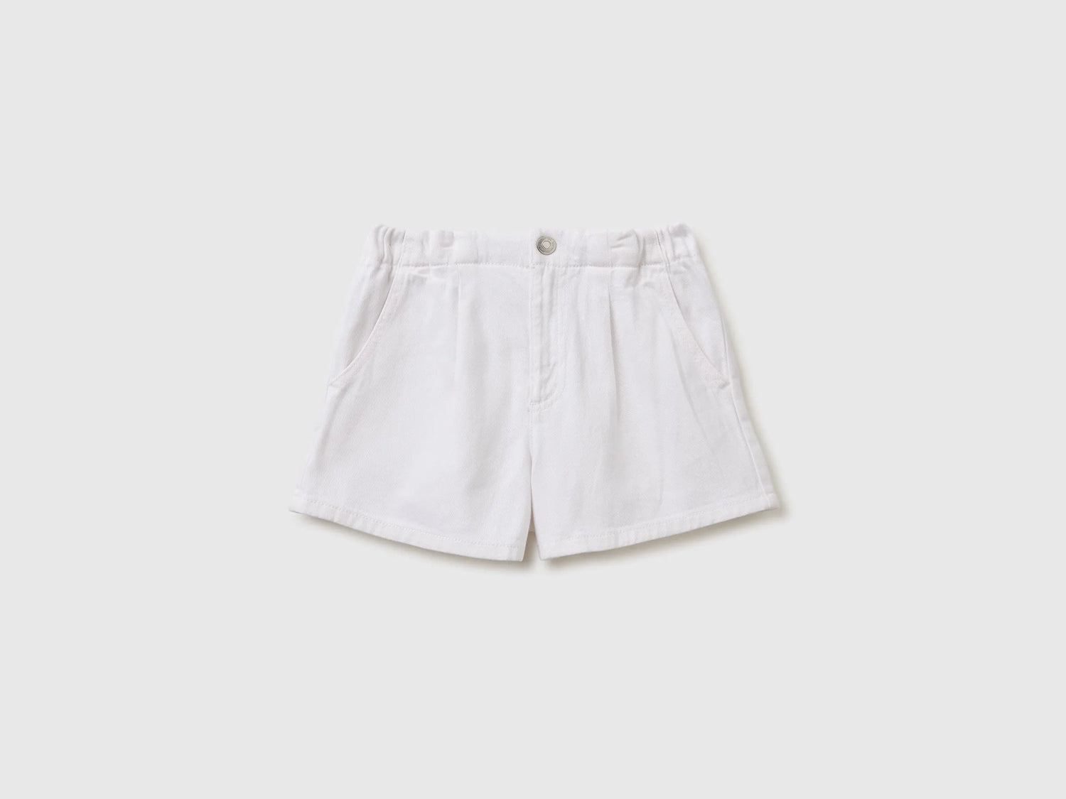Benetton White Girls Pure Cotton Shorts SKU: 4PYAC904Y_701 Image 01