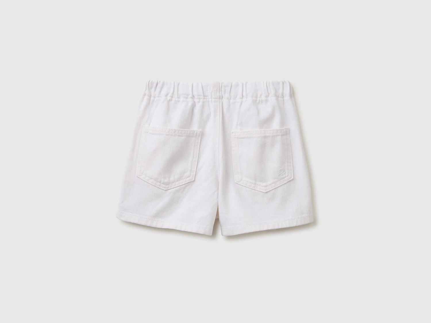 Benetton White Girls Pure Cotton Shorts SKU: 4PYAC904Y_701 Image 02
