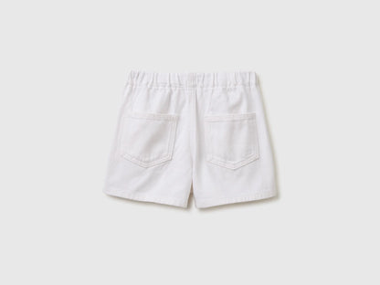 Benetton White Girls Pure Cotton Shorts SKU: 4PYAC904Y_701 Image 02