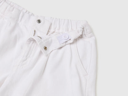 Benetton White Girls Pure Cotton Shorts SKU: 4PYAC904Y_701 Image 03