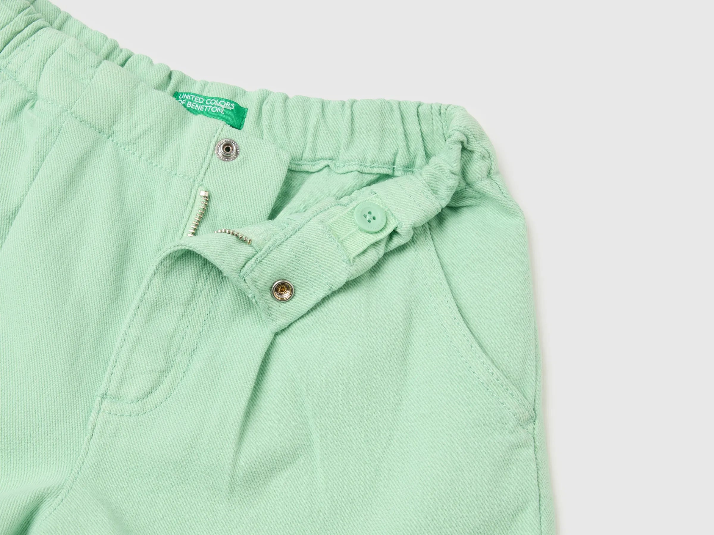 Benetton Green Girls Pure Cotton Shorts SKU: 4PYAC904Y_80G Image 03