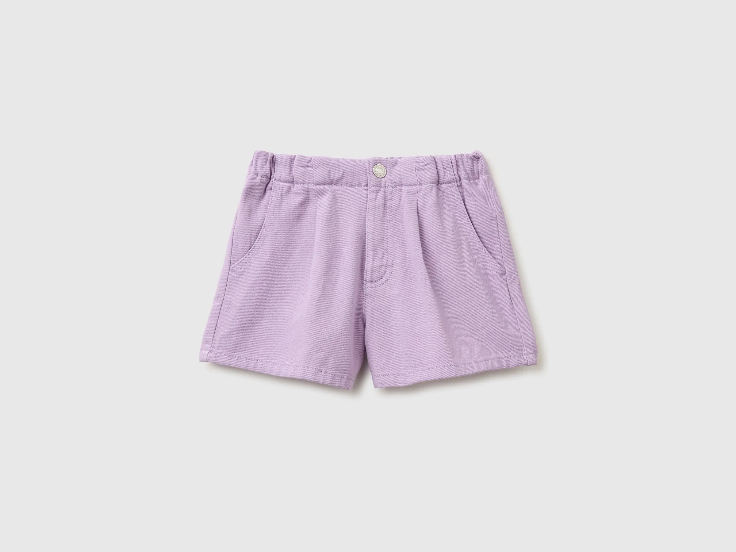 Benetton Purple Girls Pure Cotton Shorts SKU: 4PYAC904Y_8P5 Image 01