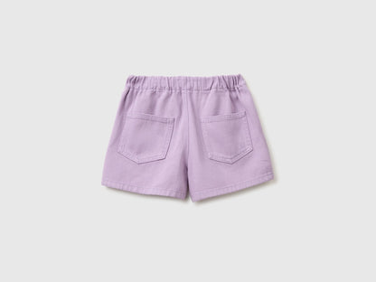 Benetton Purple Girls Pure Cotton Shorts SKU: 4PYAC904Y_8P5 Image 02