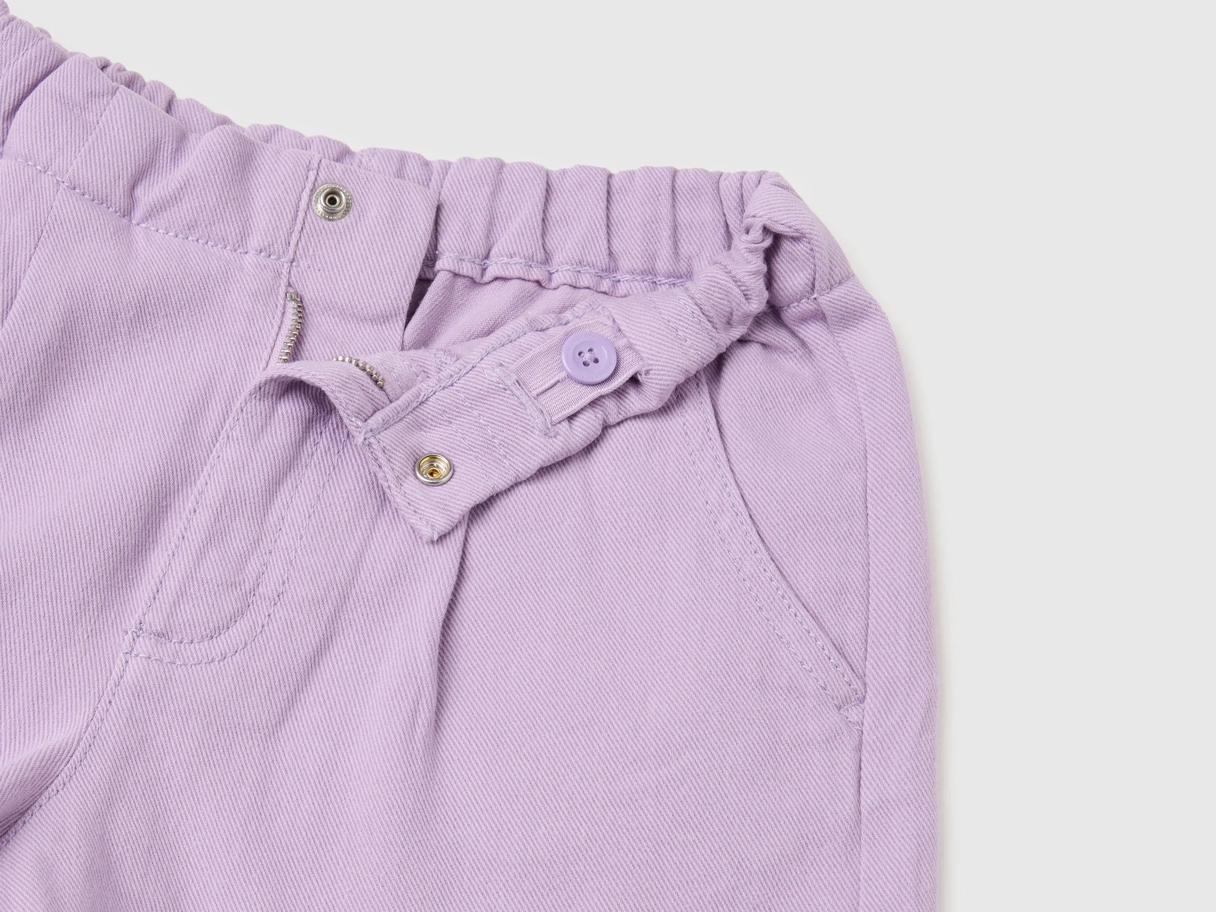 Benetton Purple Girls Pure Cotton Shorts SKU: 4PYAC904Y_8P5 Image 03