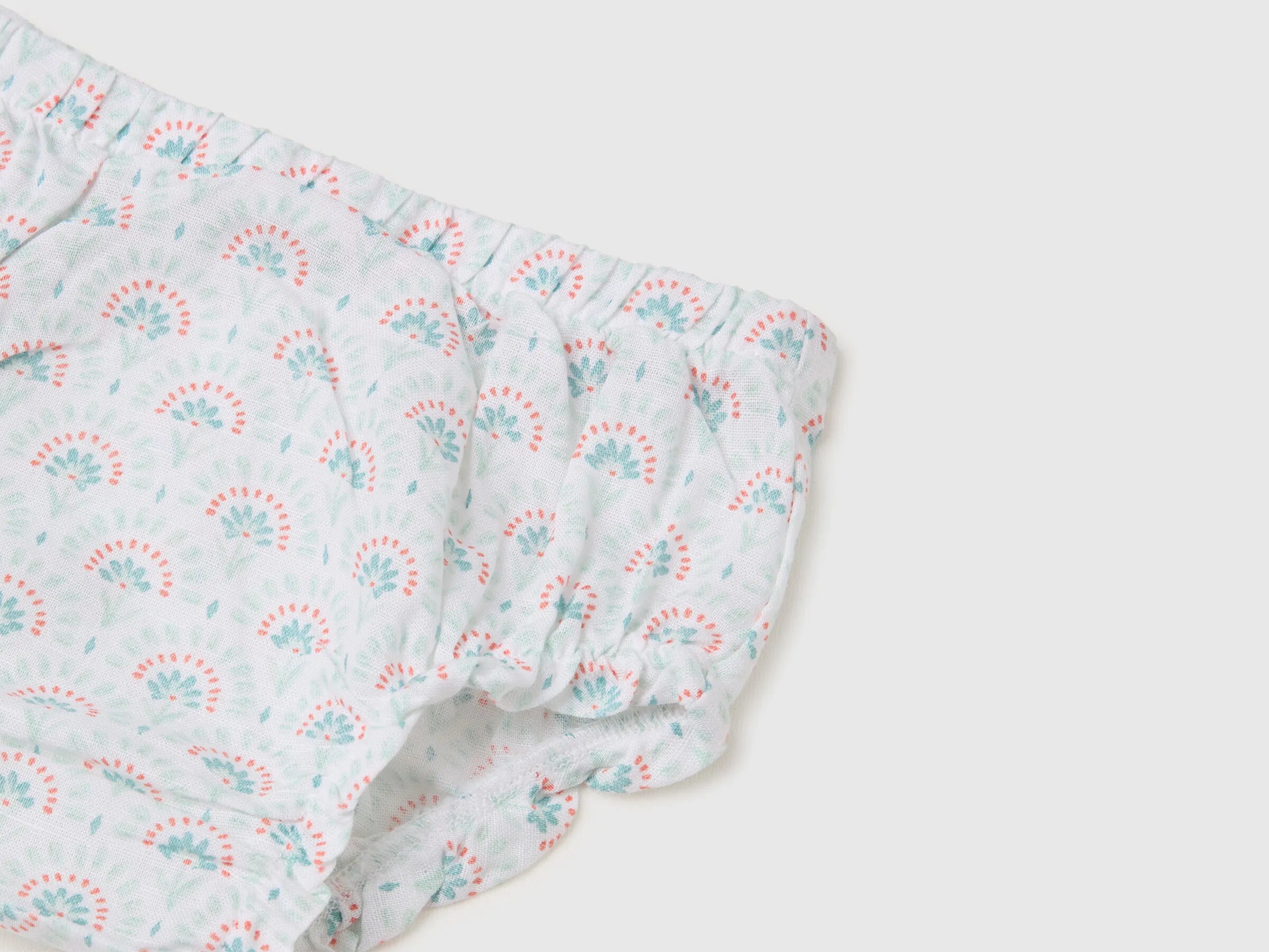 Benetton White Girls Floral Dress in Linen Blend SKU: 4QBQAV00W_68A Image 03