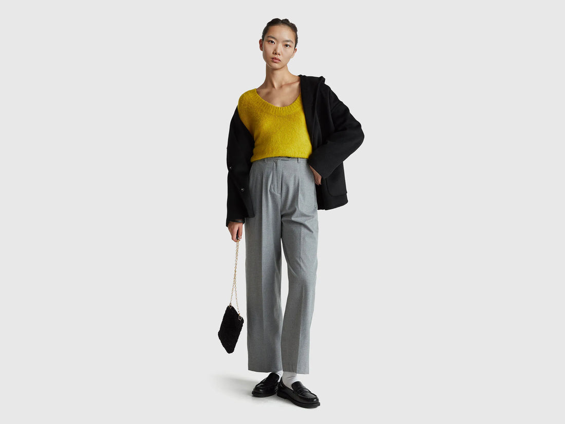 Benetton_Gray_Wide Flannel Trousers_4QIKDF0AC_907_01