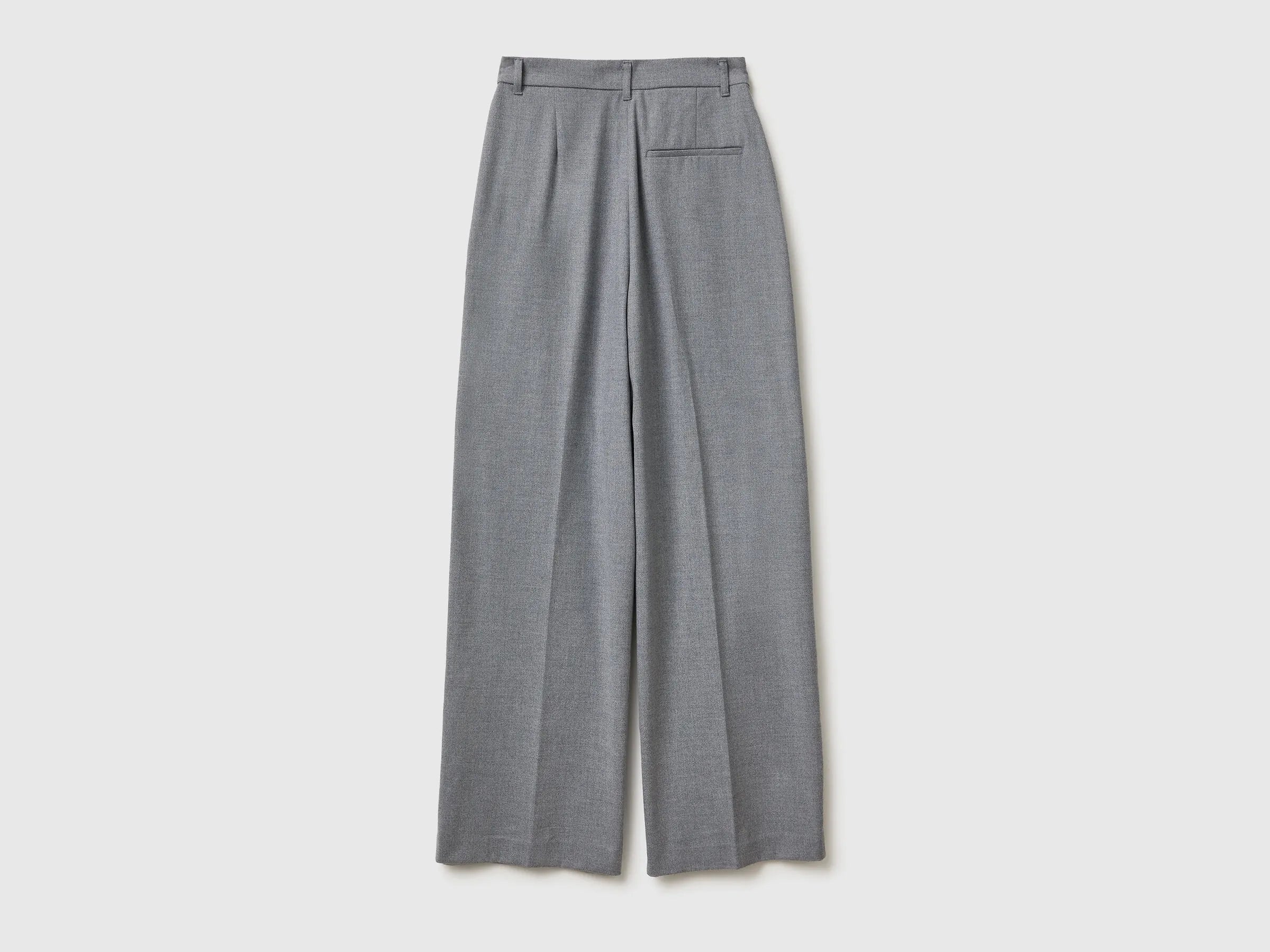 Benetton_Gray_Wide Flannel Trousers_4QIKDF0AC_907_06