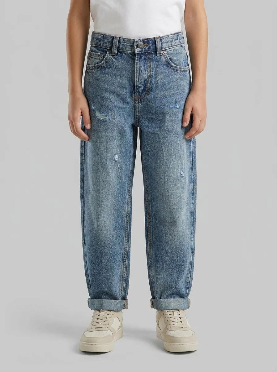 Benetton Blue Boys Balloon Fit Jeans SKU: 4R76CE04R_901 Image 00