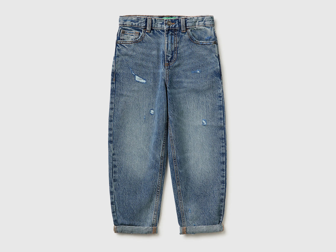 Benetton Blue Boys Balloon Fit Jeans SKU: 4R76CE04R_901 Image 01