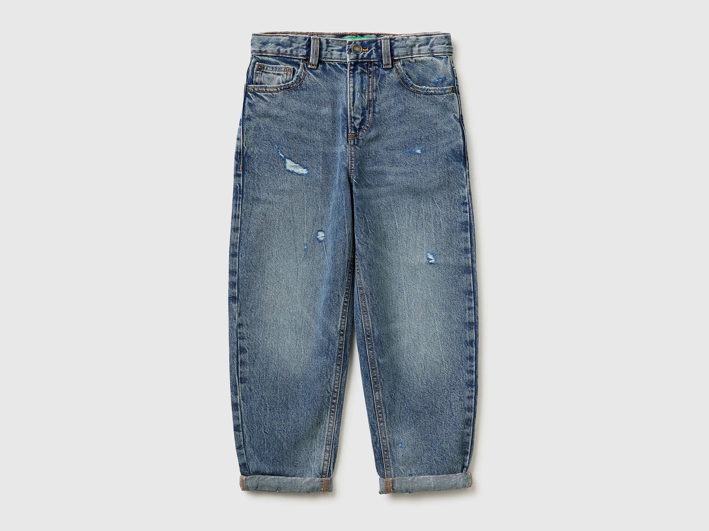 Benetton Blue Boys Balloon Fit Jeans SKU: 4R76CE04R_901 Image 01