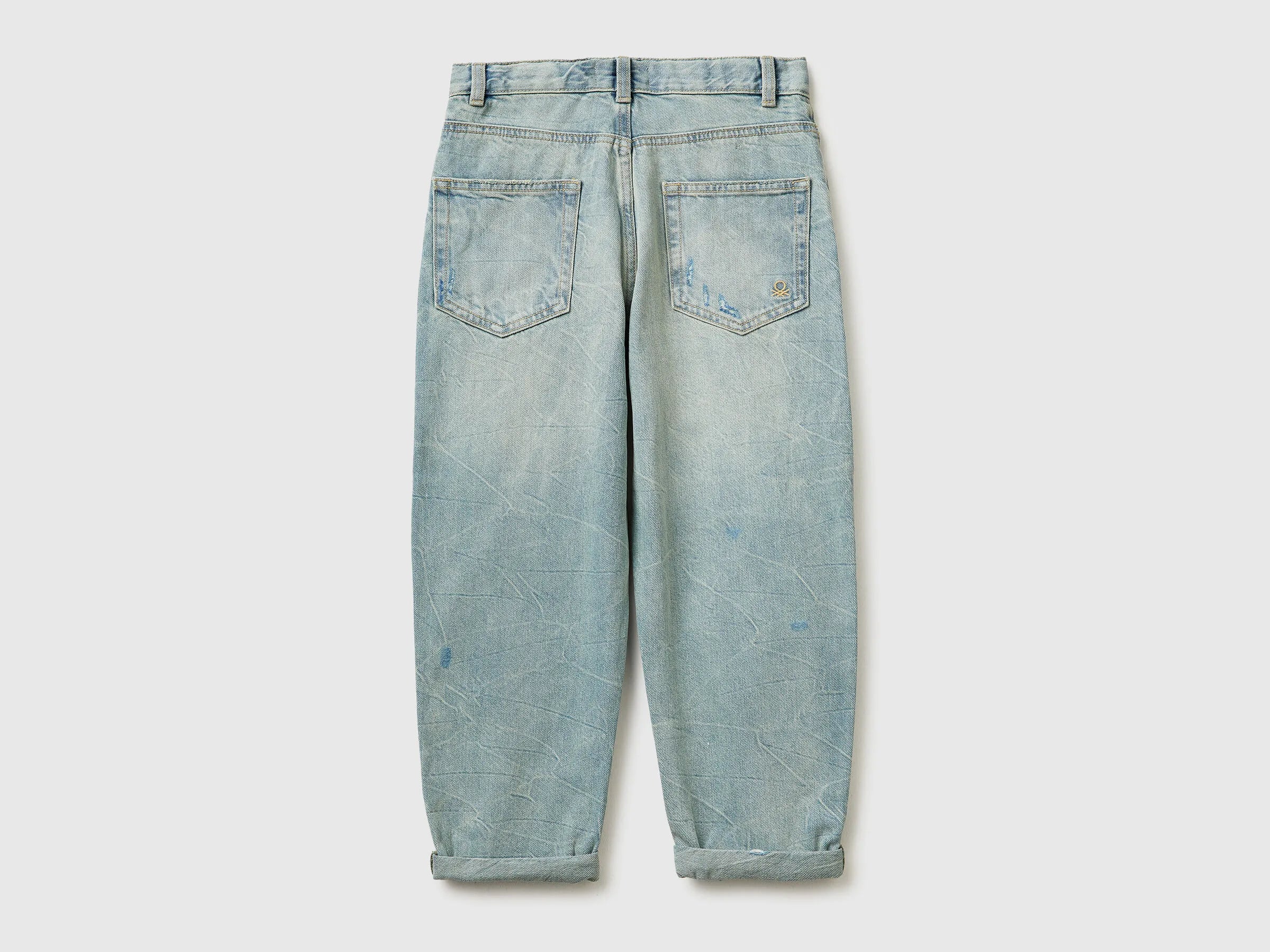Benetton Light Blue Boys Balloon Fit Jeans SKU: 4R76CE04R_902 Image 02
