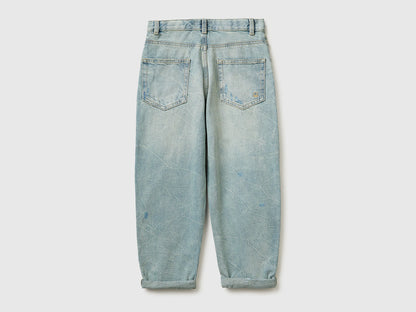 Benetton Light Blue Boys Balloon Fit Jeans SKU: 4R76CE04R_902 Image 02