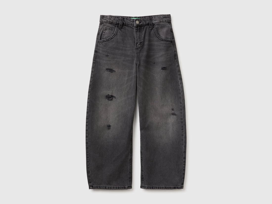 Benetton Black Boys Treated Balloon Fit Jeans SKU: 4R76CE04X_800 Image 01