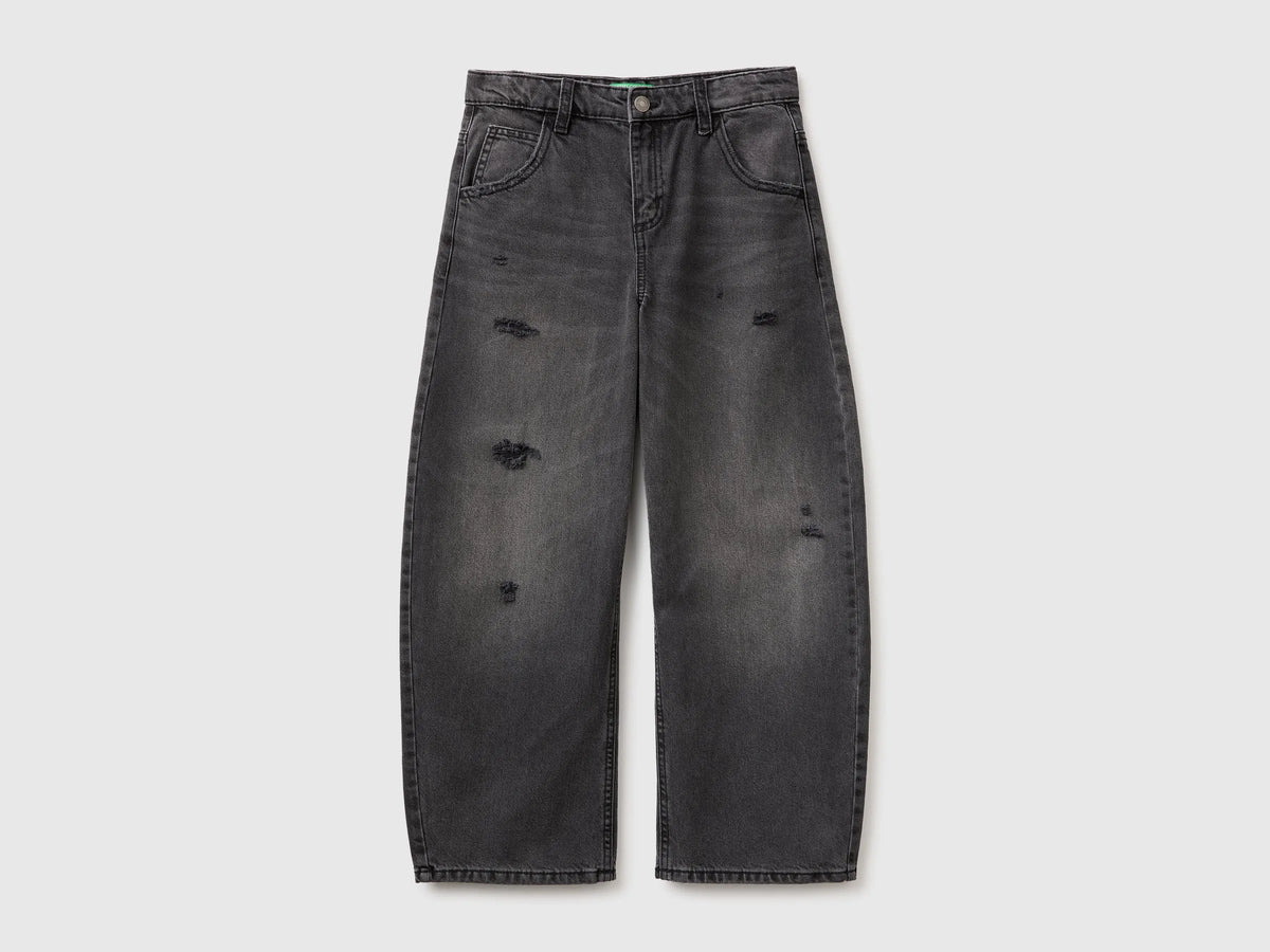 Benetton Black Boys Treated Balloon Fit Jeans SKU: 4R76CE04X_800 Image 01