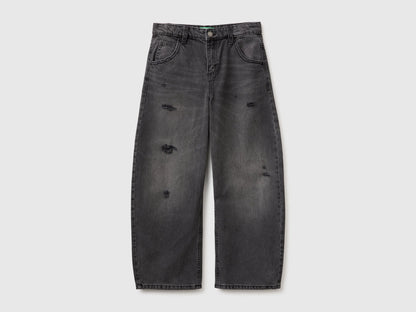 Benetton Black Boys Treated Balloon Fit Jeans SKU: 4R76CE04X_800 Image 01