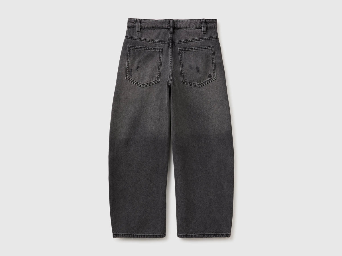 Benetton Black Boys Treated Balloon Fit Jeans SKU: 4R76CE04X_800 Image 02