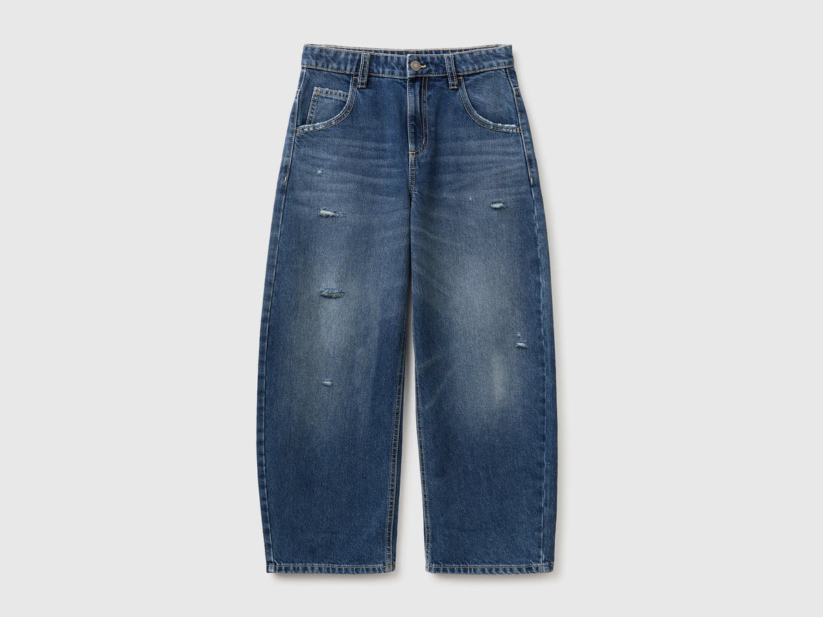 Benetton Blue Boys Treated Balloon Fit Jeans SKU: 4R76CE04X_901 Image 01