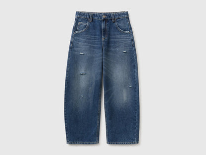 Benetton Blue Boys Treated Balloon Fit Jeans SKU: 4R76CE04X_901 Image 01