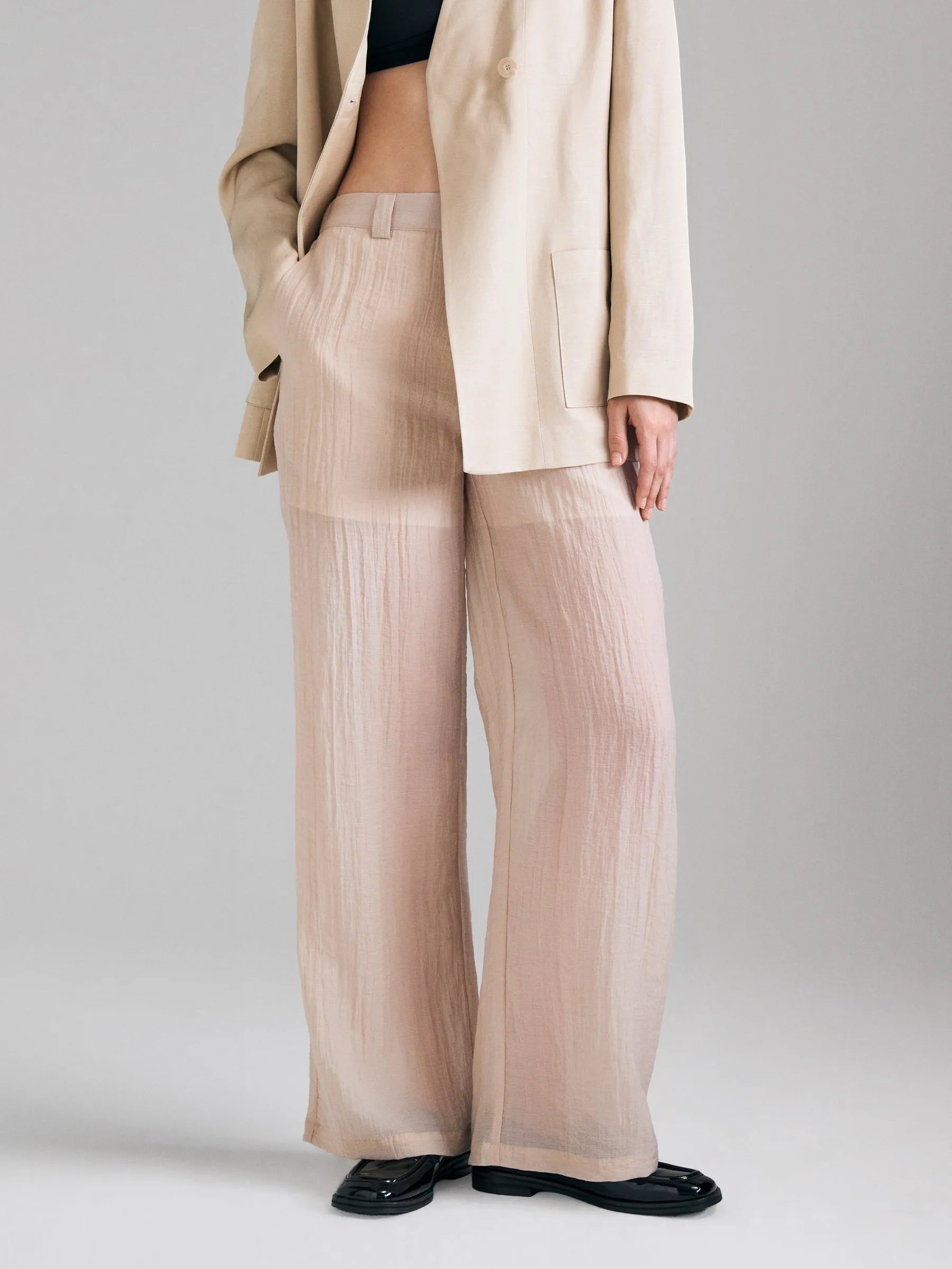Sisley Nude Women Semi-Transparent Trousers SKU: 4RBKLF096_018 Image 03