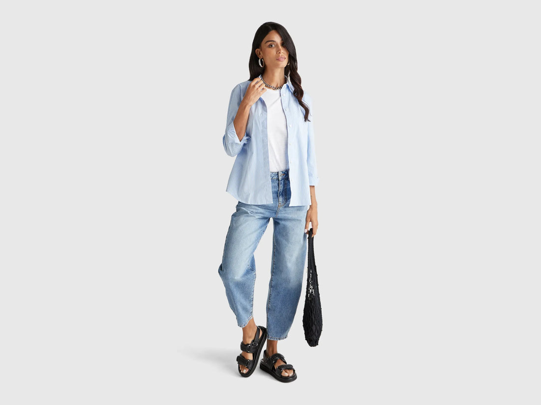 Benetton Light Blue Women Balloon Fit Jeans SKU: 4SHBDE00I_902 Image 01
