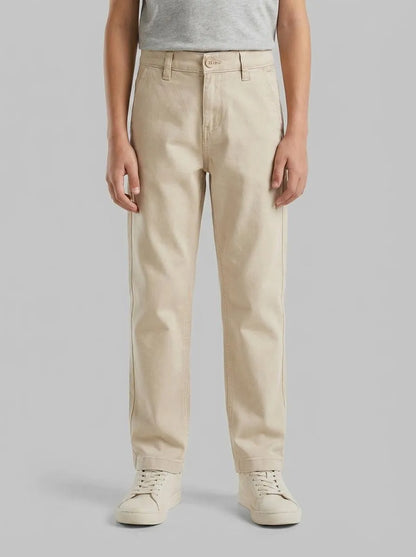 Benetton Beige Boys Slim Fit Chinos in Stretch Cotton SKU: 4T48CF04X_152 Image 00