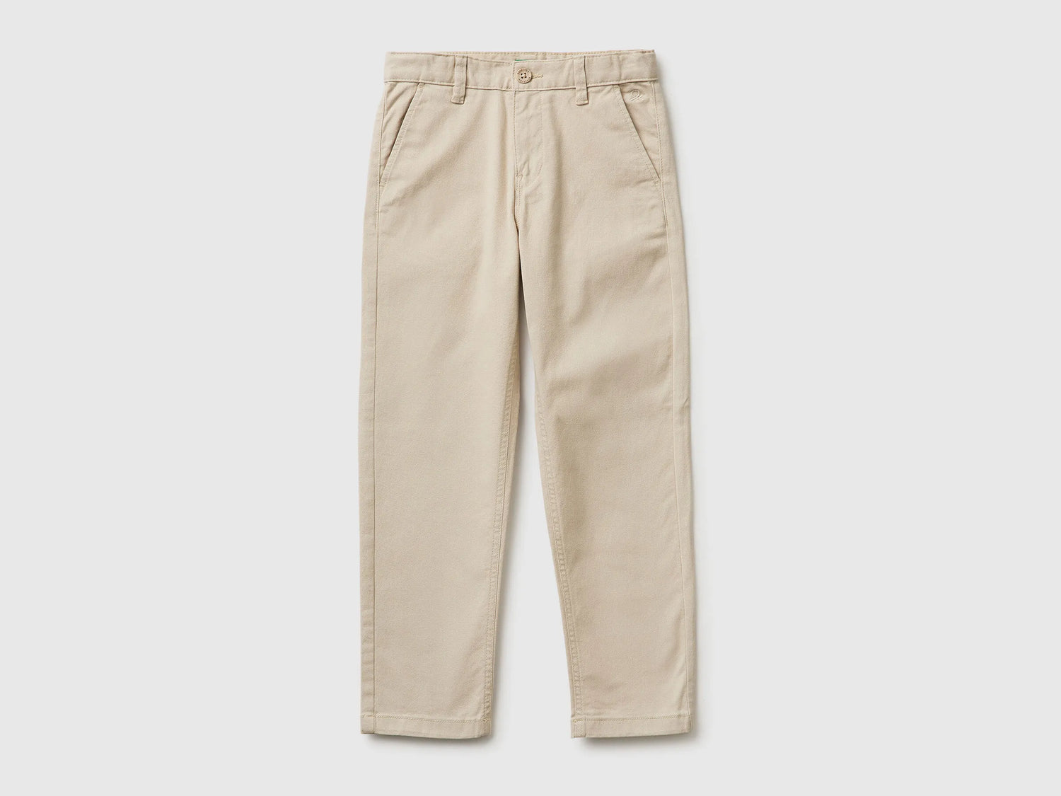 Benetton Beige Boys Slim Fit Chinos in Stretch Cotton SKU: 4T48CF04X_152 Image 01