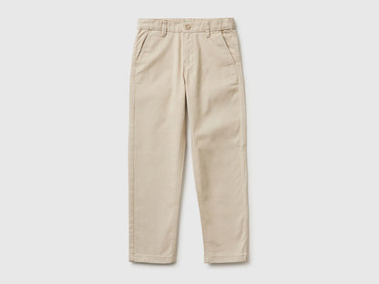 Benetton Beige Boys Slim Fit Chinos in Stretch Cotton SKU: 4T48CF04X_152 Image 01