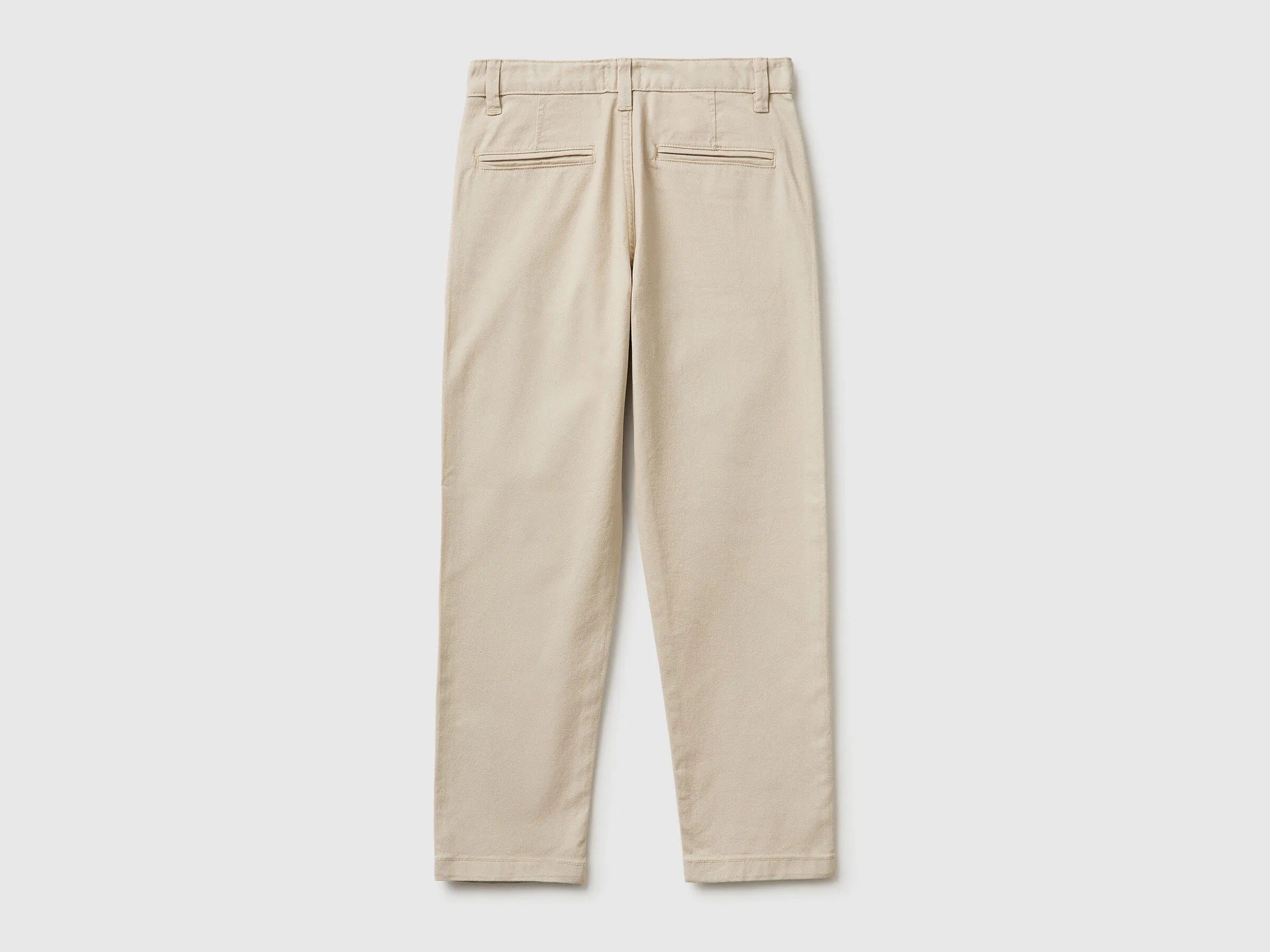 Benetton Beige Boys Slim Fit Chinos in Stretch Cotton SKU: 4T48CF04X_152 Image 02