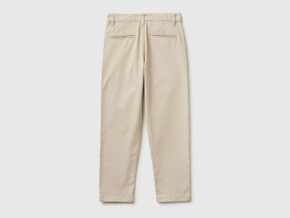 Benetton Beige Boys Slim Fit Chinos in Stretch Cotton SKU: 4T48CF04X_152 Image 02