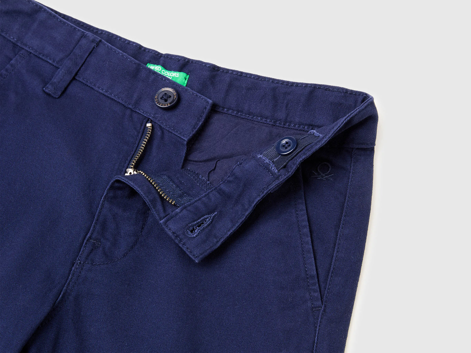 Benetton Dark Blue Boys Slim Fit Chinos in Stretch Cotton SKU: 4T48CF04X_252 Image 03