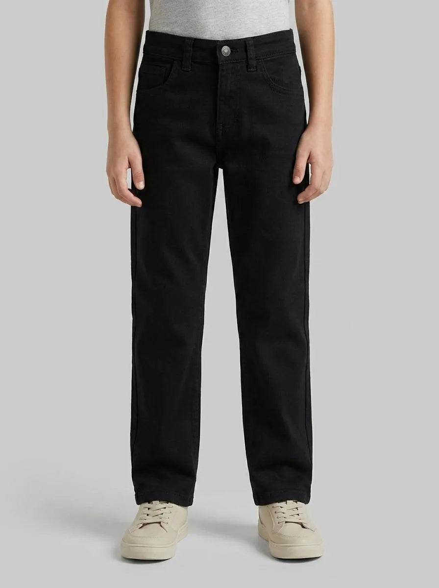 Benetton Black Boys Stretch Cotton Trousers SKU: 4TCGCE04D_100 Image 00