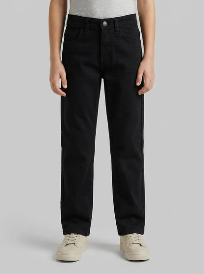 Benetton Black Boys Stretch Cotton Trousers SKU: 4TCGCE04D_100 Image 00