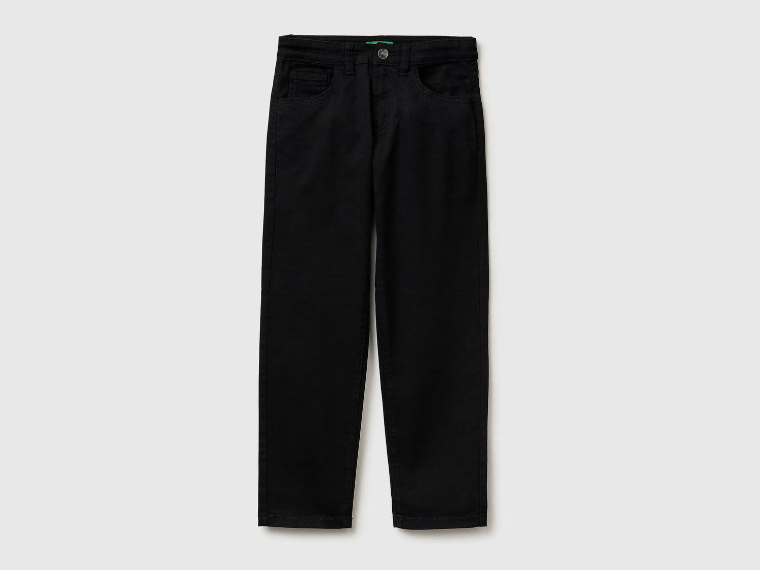 Benetton Black Boys Stretch Cotton Trousers SKU: 4TCGCE04D_100 Image 01