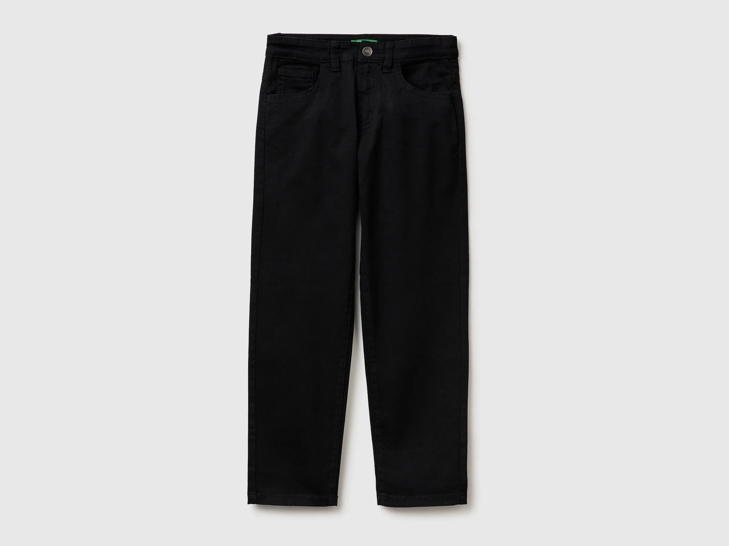 Benetton Black Boys Stretch Cotton Trousers SKU: 4TCGCE04D_100 Image 01