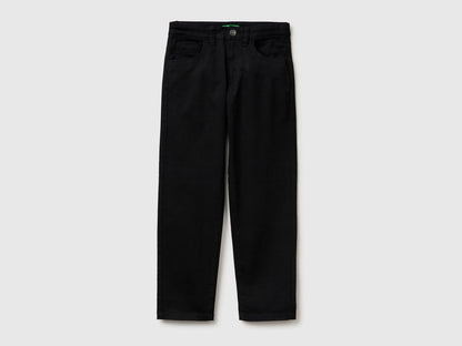 Benetton Black Boys Stretch Cotton Trousers SKU: 4TCGCE04D_100 Image 01