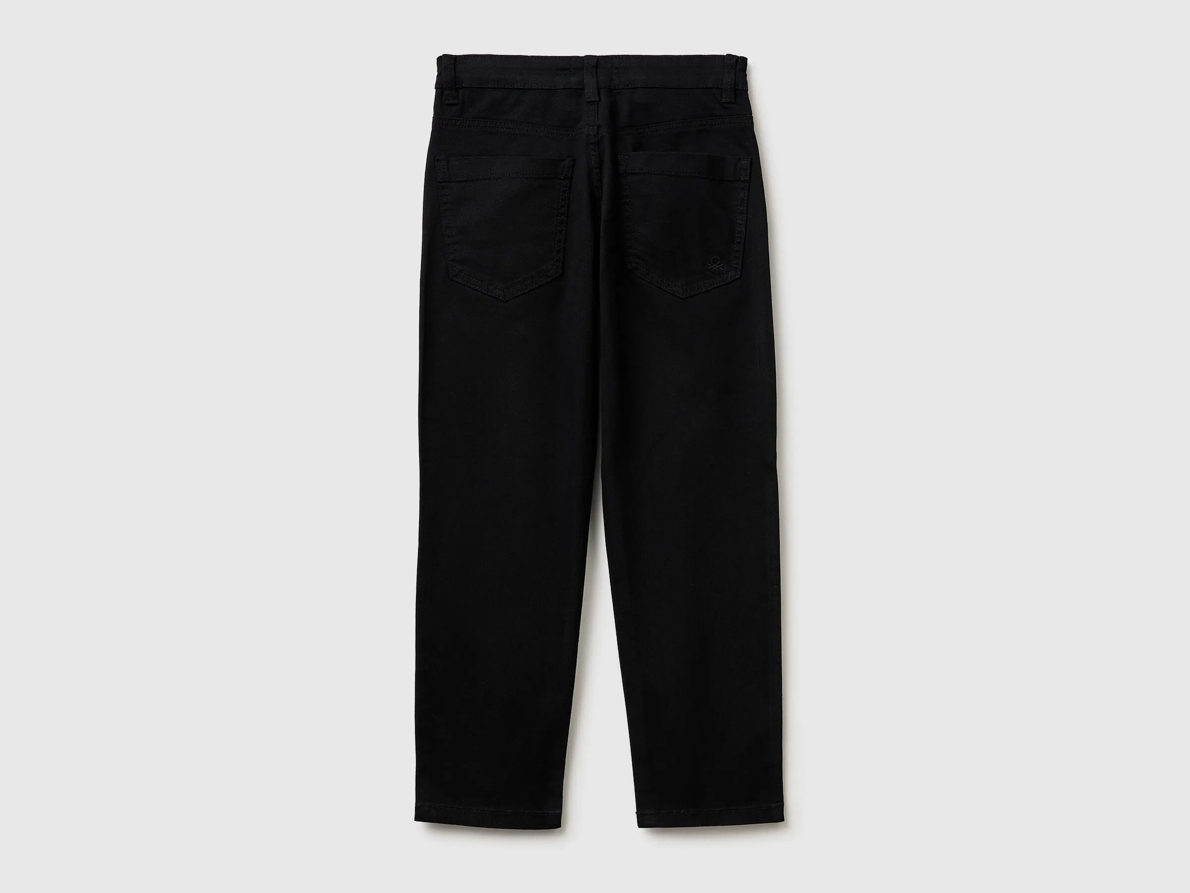 Benetton Black Boys Stretch Cotton Trousers SKU: 4TCGCE04D_100 Image 02