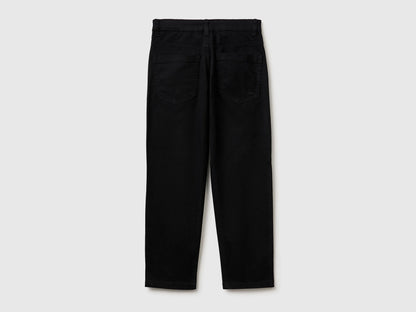 Benetton Black Boys Stretch Cotton Trousers SKU: 4TCGCE04D_100 Image 02