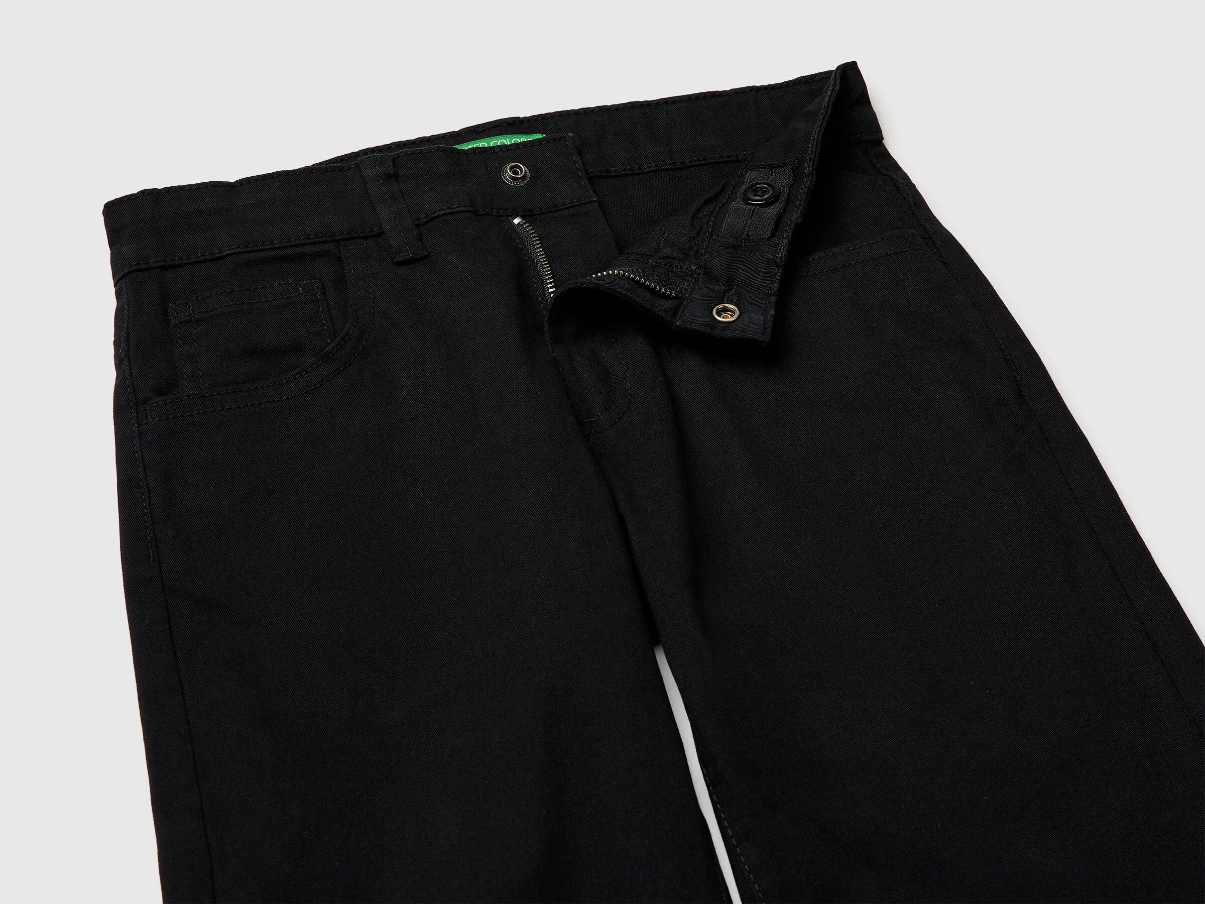 Benetton Black Boys Stretch Cotton Trousers SKU: 4TCGCE04D_100 Image 03