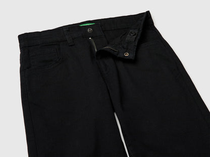 Benetton Black Boys Stretch Cotton Trousers SKU: 4TCGCE04D_100 Image 03