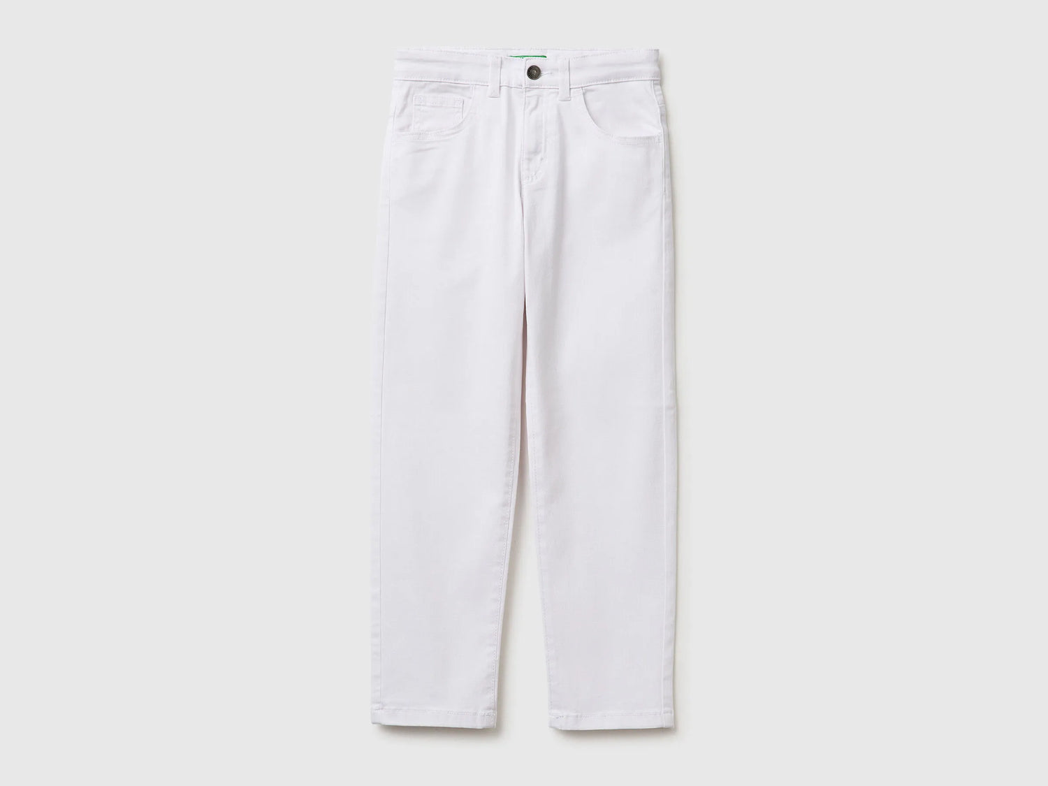 Benetton White Boys Stretch Cotton Trousers SKU: 4TCGCE04D_101 Image 01